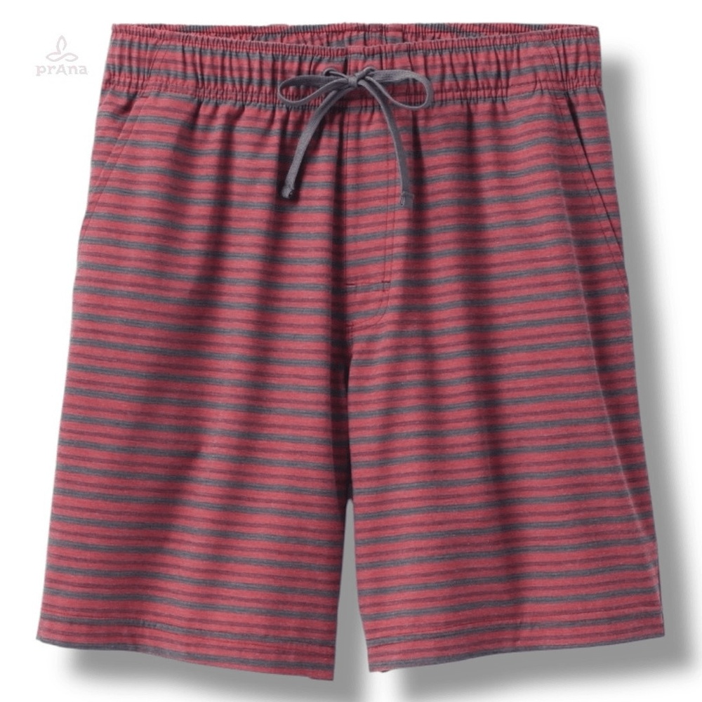 NWT - prAna‎ Metric E-Waist Shorts Mens Size Small S 8" in Rust Stripe